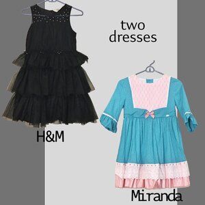 2 Girl's Dresses, H&M ruffle party dress Sz10, Miranda dress with lace S12